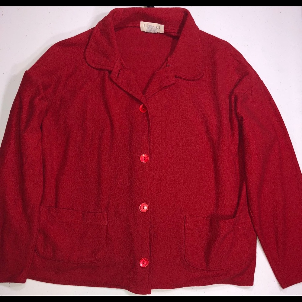 Express Medium Red Button Down Dress Jacket - image 2